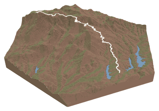 Trail over 3D terrain